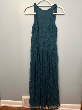 Sleeveless Teal Lace Maxi Dress